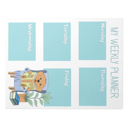 Reading Dog Kid Weekly Planner Notepad Notitieblok (Voorkant)