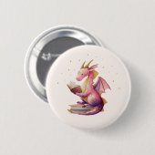 Reading Dragon Round Button – Custom Background (Voorkant /achterkant)