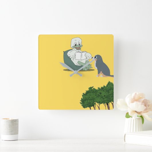 Reading Duck Vierkante Klok (Huis)