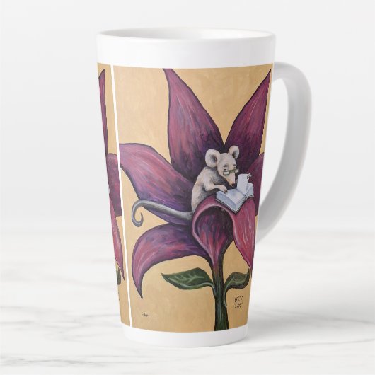 Reading Flower latte mug Latte Mok (Rechterhoek)