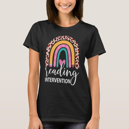 Reading Intervention Rainbow Leopard Teacher Back T-shirt (Voorkant)