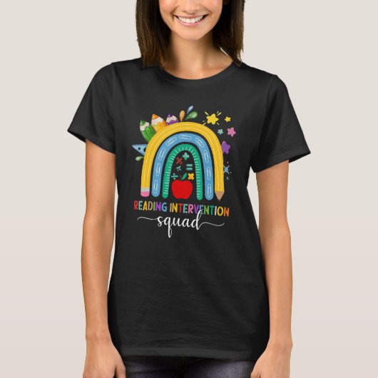Reading Intervention Squad Rainbow Teacher Terug n T-shirt (Voorkant)