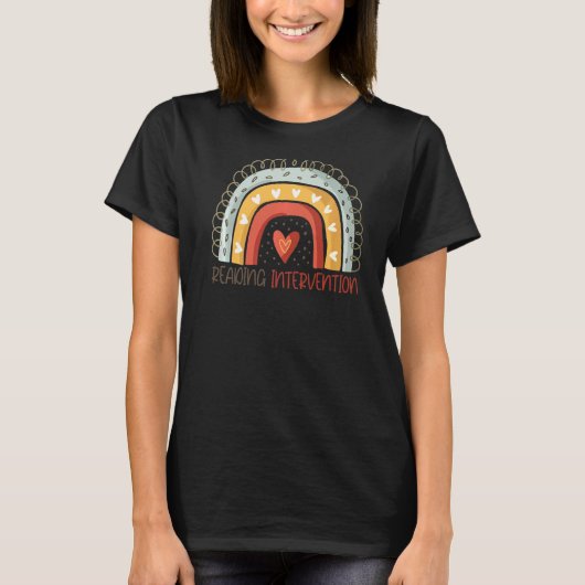 Reading Intervention Teacher Rainbow Back to Scho T-shirt (Voorkant)
