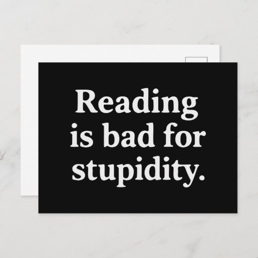 Reading is bad for stupidity briefkaart (Voorkant / Achterkant)