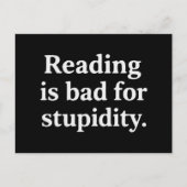 Reading is bad for stupidity briefkaart (Voorkant)