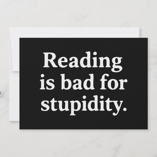 Reading is bad for stupidity kaart (Voorkant)