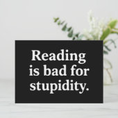 Reading is bad for stupidity kaart (Staand voorkant)