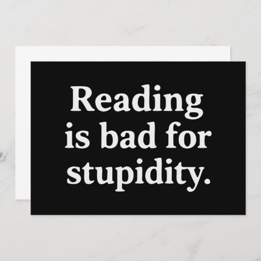 Reading is bad for stupidity kaart (Voorkant / Achterkant)