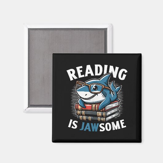 Reading Is Jawsome Shark Books Bookworm Reader  Magneet (Voorkant / Achterkant)