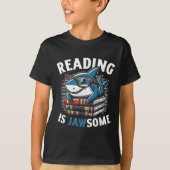 Reading Is Jawsome Shark Books Bookworm Reader  T-shirt (Voorkant)