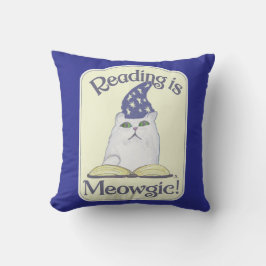  Reading is Magical Cat Fun Cartoon Art Kussen