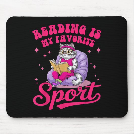 Reading Is My Favorite Srt Funny Cat Book Lover Li Muismat (Voorkant)