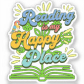 Reading is My Happy Place Colorful Vinyl Sticker (Voorkant)
