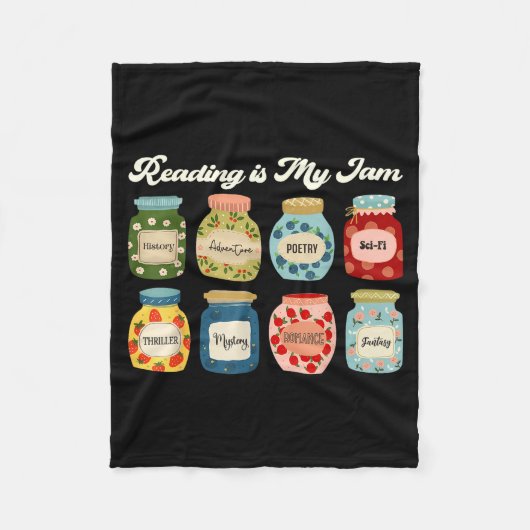 Reading Is My Jam Book Lover Teacher Student Liter Fleece Deken (Voorkant)