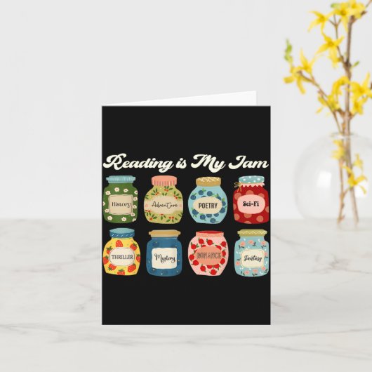 Reading Is My Jam Book Lover Teacher Student Liter Kaart (Gele Bloem)