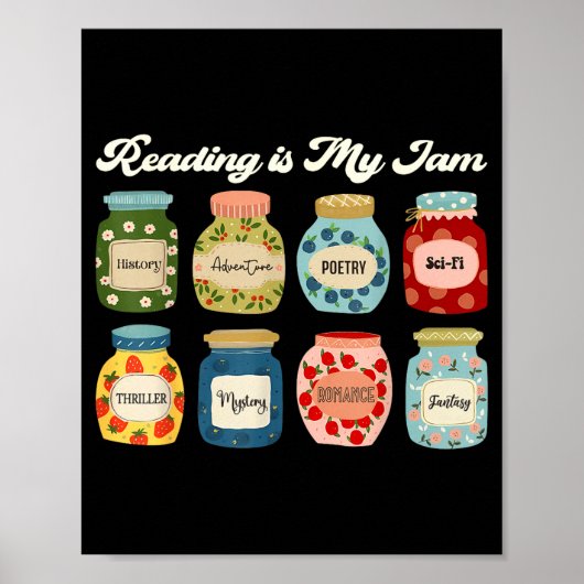 Reading Is My Jam Book Lover Teacher Student Liter Poster (Voorkant)