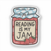 Reading is my Jam Cute Bookish Bookclub Book Lover Sticker (Voorkant)