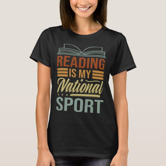 Reading Is My National Sport   Librarian  Book T-shirt (Voorkant)