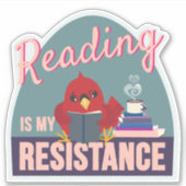 Reading Is My Resistance – Blue Egg-Shaped Sticker (Voorkant)