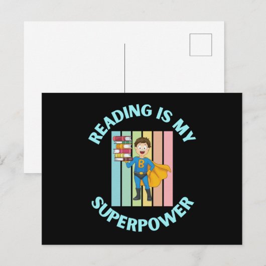 reading is my superpower briefkaart (Voorkant / Achterkant)