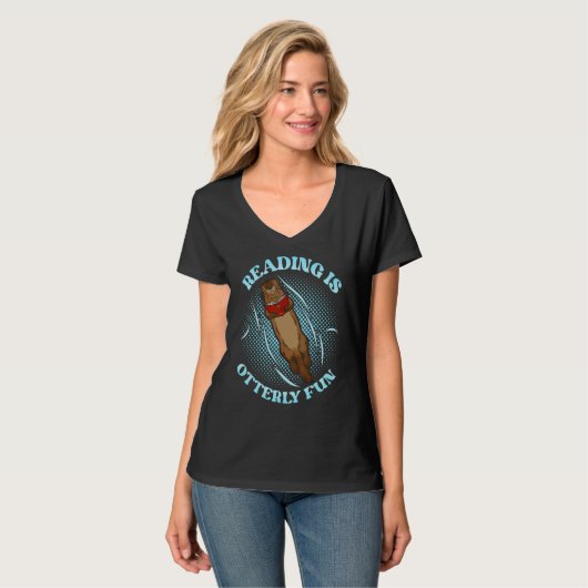 Reading Is Otterly Fun Sea Animal Otter Pun T-shirt (Voorkant volledig)
