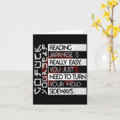 Reading Japanese Is Easy Turn Head Sideways Funny Kaart (Gele Bloem)