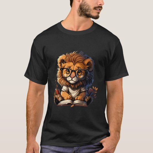 Reading Lion For Books Reading For Book Readers T-shirt (Voorkant)