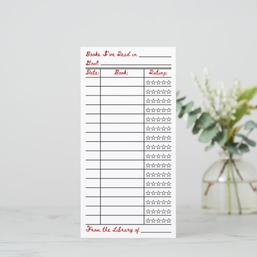 Reading List Tracker Flat Card (Staand voorkant)