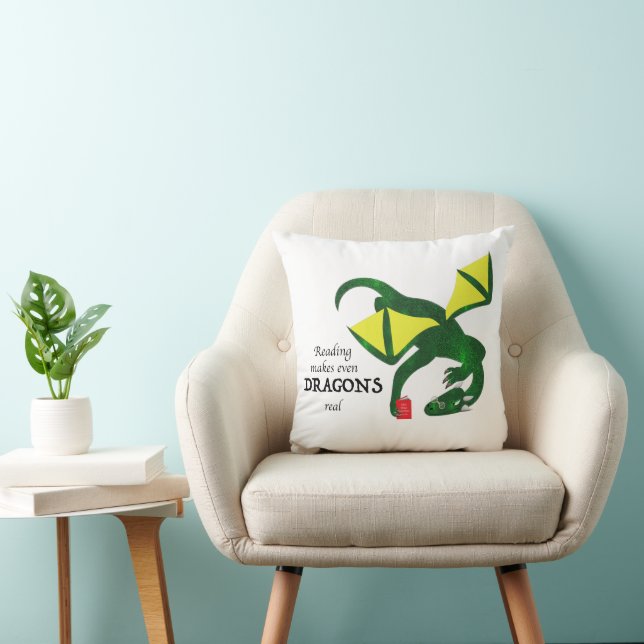 Reading makes Dragons real Kussen (Stoel)