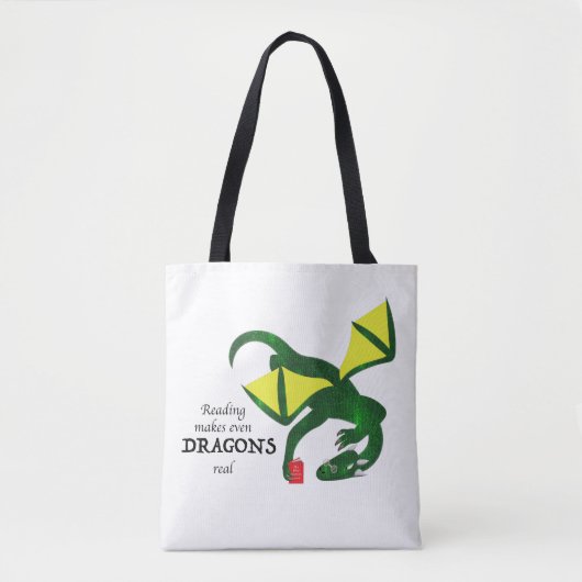 Reading makes Dragons real Tote Bag (Voorkant)