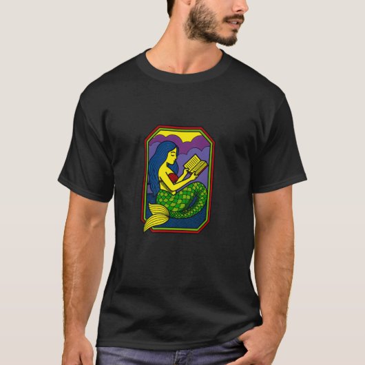 Reading Mermaid Fantasy Ocean Art for Book Lover T-shirt (Voorkant)