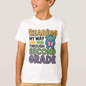 Reading My Way Through Second Grade Monster  T-shirt (Voorkant)