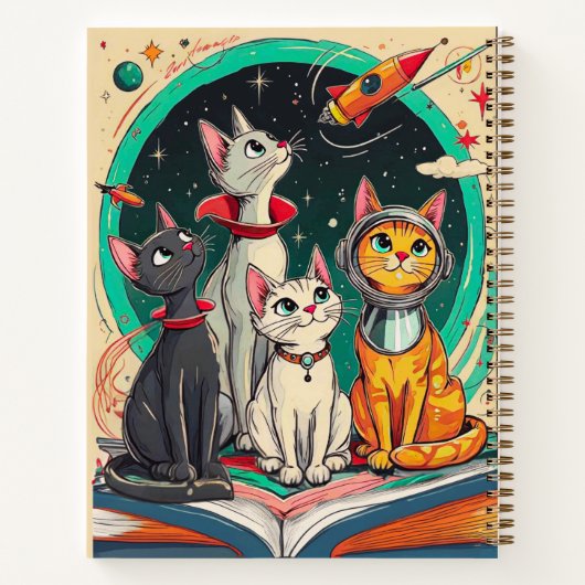 Reading Opens a Gateway to Cat Adventures Journal Notitieboek (Achterkant)