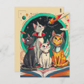 Reading Opens a Gateway to Cosmic Cat Adventures Briefkaart (Voorkant / Achterkant)