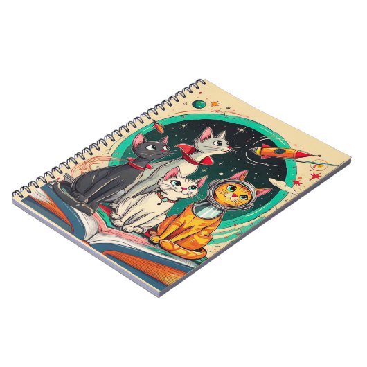 Reading Opens a Gateway to Cosmic Cat Adventures Notitieboek (Linkerzijde)