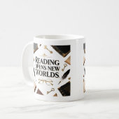 Reading Opens New Worlds Book Lover Graphi Koffiemok (Voorkant links)