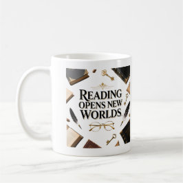 Reading Opens New Worlds Book Lover Graphi Koffiemok