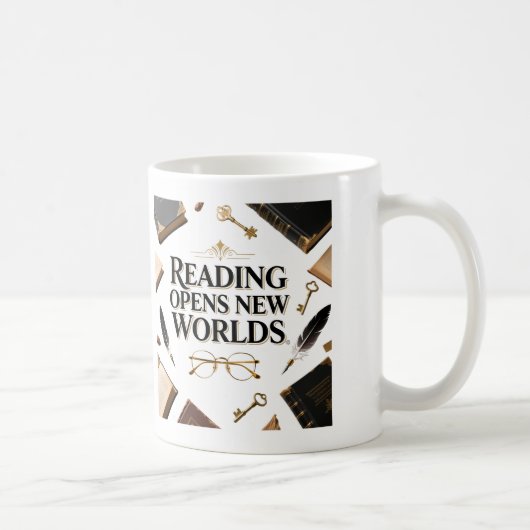 Reading Opens New Worlds Book Lover Graphi Koffiemok (Rechts)