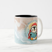 Reading Penguin Book Lover Winter Coffee Mug Tweekleurige Koffiemok (Voorkant rechts)