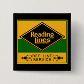 Reading Railroad, Bee Line Service Vierkante Button 5,1 Cm (Voorkant)