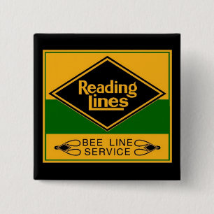 Reading Railroad, Bee Line Service Vierkante Button 5,1 Cm