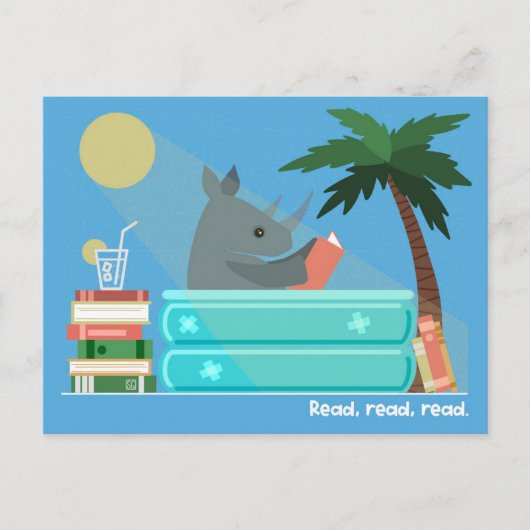Reading Rhino in the Pool Postcards Feestdagenkaart (Voorkant)
