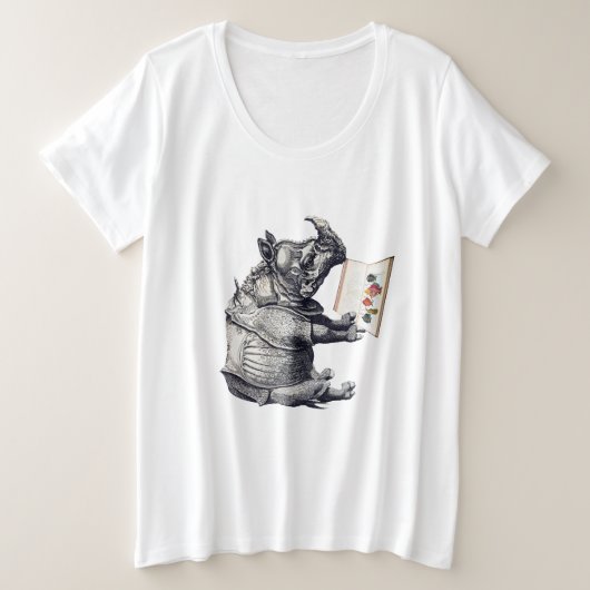 Reading Rhinoceros houdt van boeken Grote Maat T-shirt (Design voorkant)