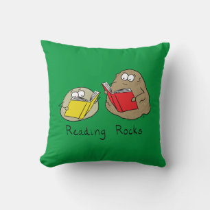 Reading Rocks Funny Book Pillow Kussen