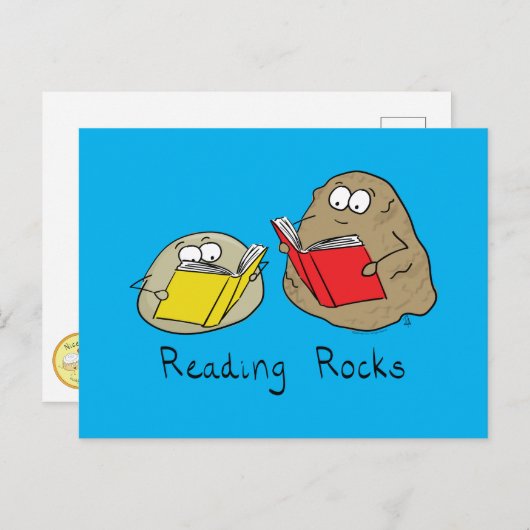 Reading Rocks Funny Book Postcard Briefkaart (Voorkant / Achterkant)