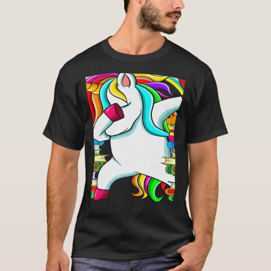 Reading Teacher Dabbing Unicorn Elementary School  T-shirt (Voorkant)