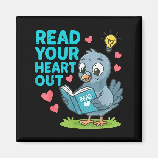 Reading Teacher Valentine Day Read Your Heart Out  Magneet (Voorkant)