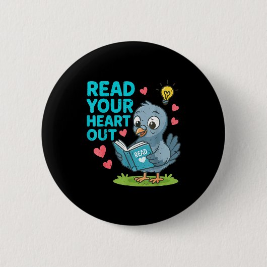 Reading Teacher Valentine Day Read Your Heart Out  Ronde Button 5,7 Cm (Voorkant)