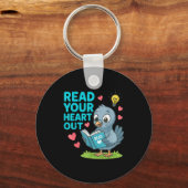 Reading Teacher Valentine Day Read Your Heart Out Sleutelhanger (Voorkant)
