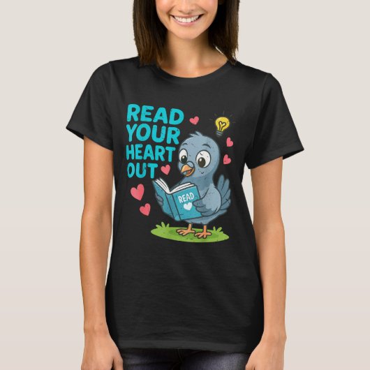 Reading Teacher Valentine Day Read Your Heart Out  T-shirt (Voorkant)